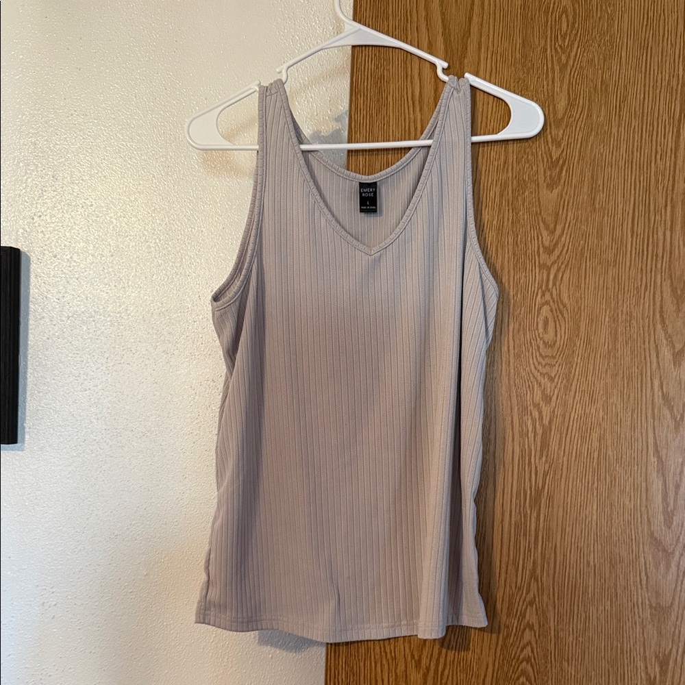 Light Gray Ribbed Tank Top